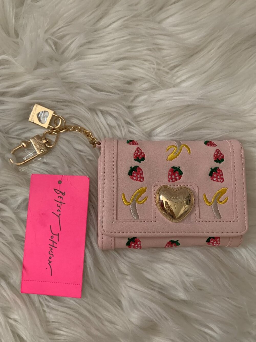 BETSEY JOHNSON XO Linny Fruity Trifold Wallet in Pink Multi
